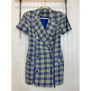 Capsulle Womens Blue & Green Plaid Mini Bodycon Dress Size S